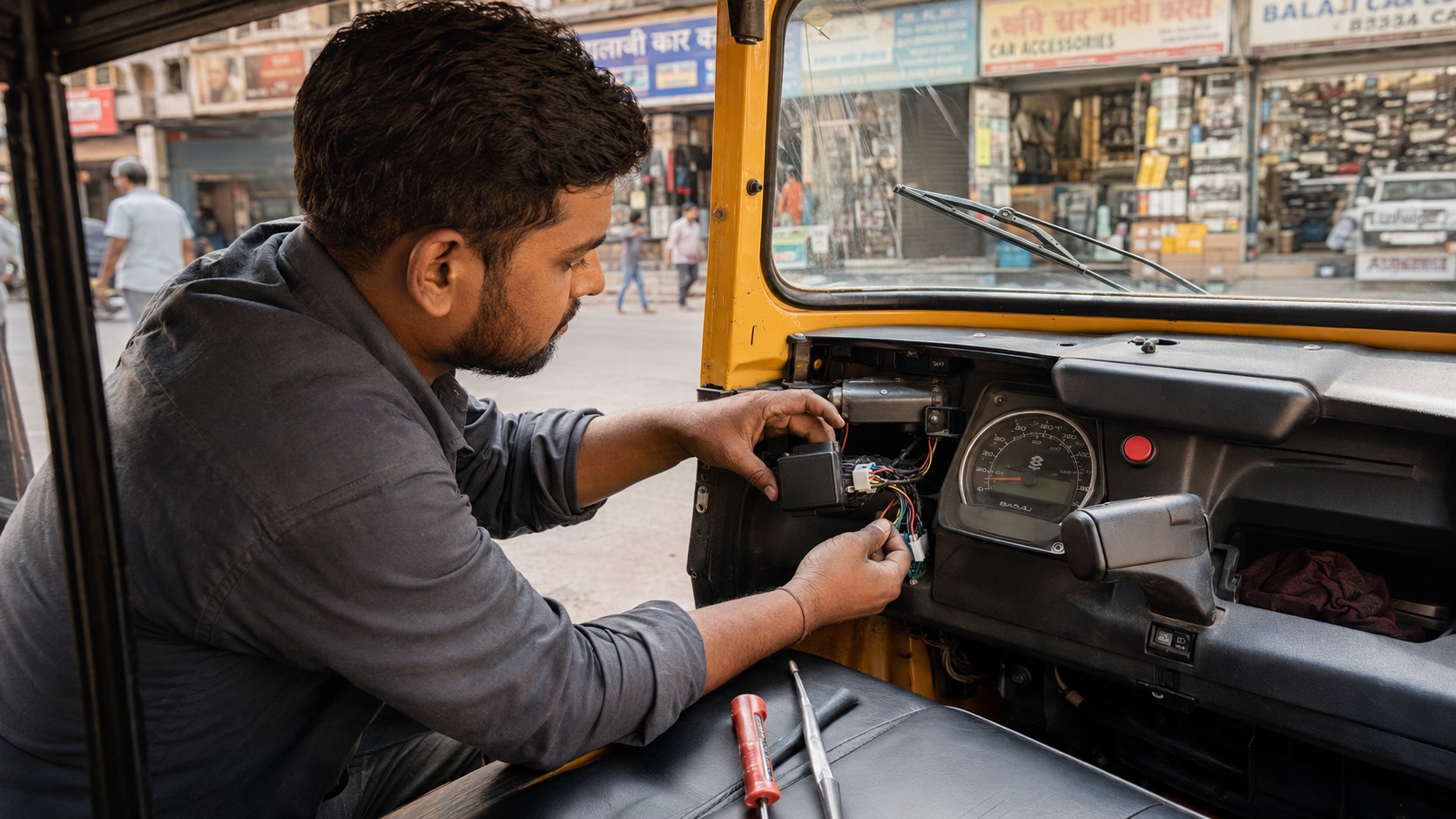 Delhi ais 140 auto rickshaw gps tracker installation