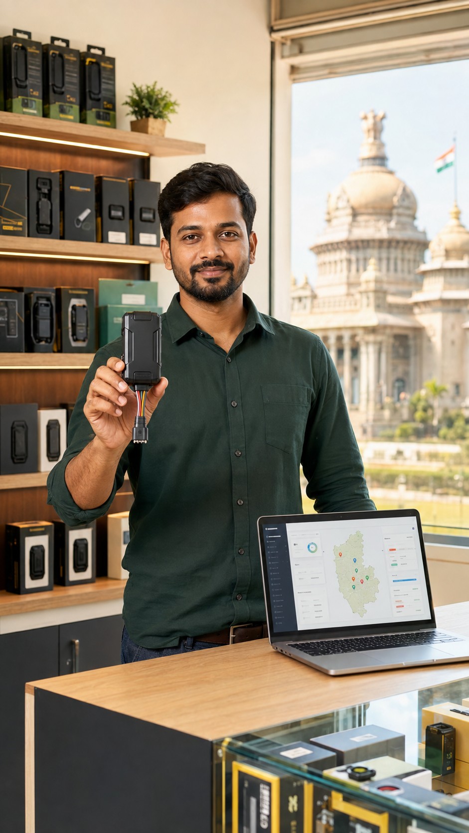 Karnataka gps tracker dealer hero image with Navionyx partner visual