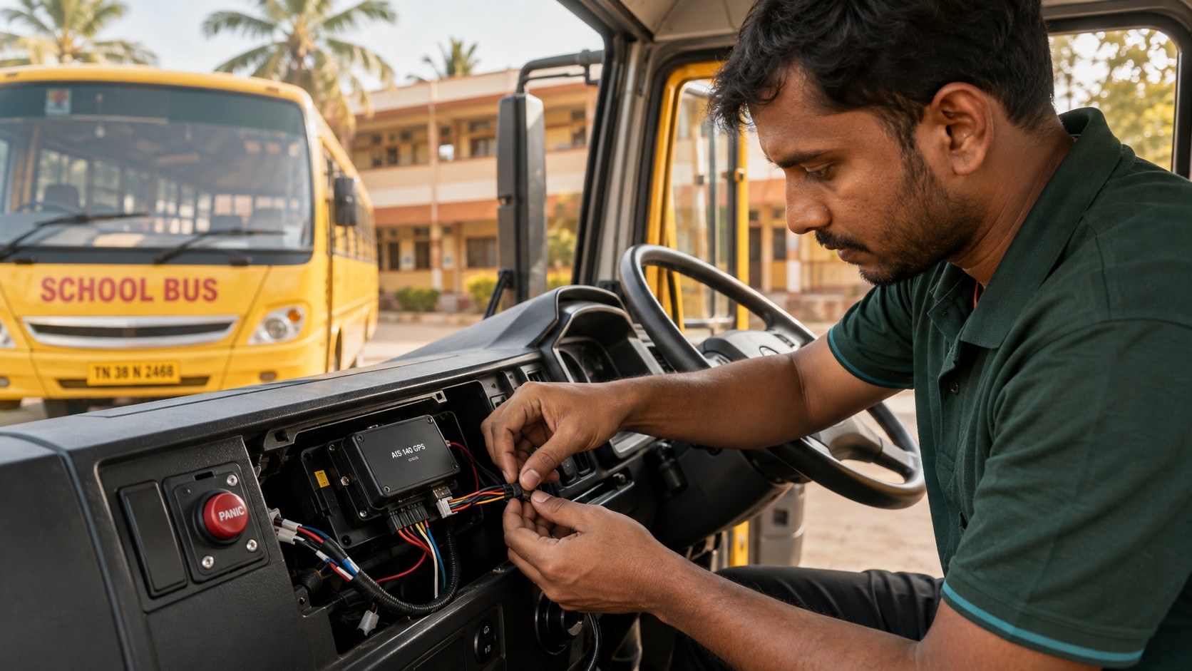 Tamil Nadu school bus installation visual