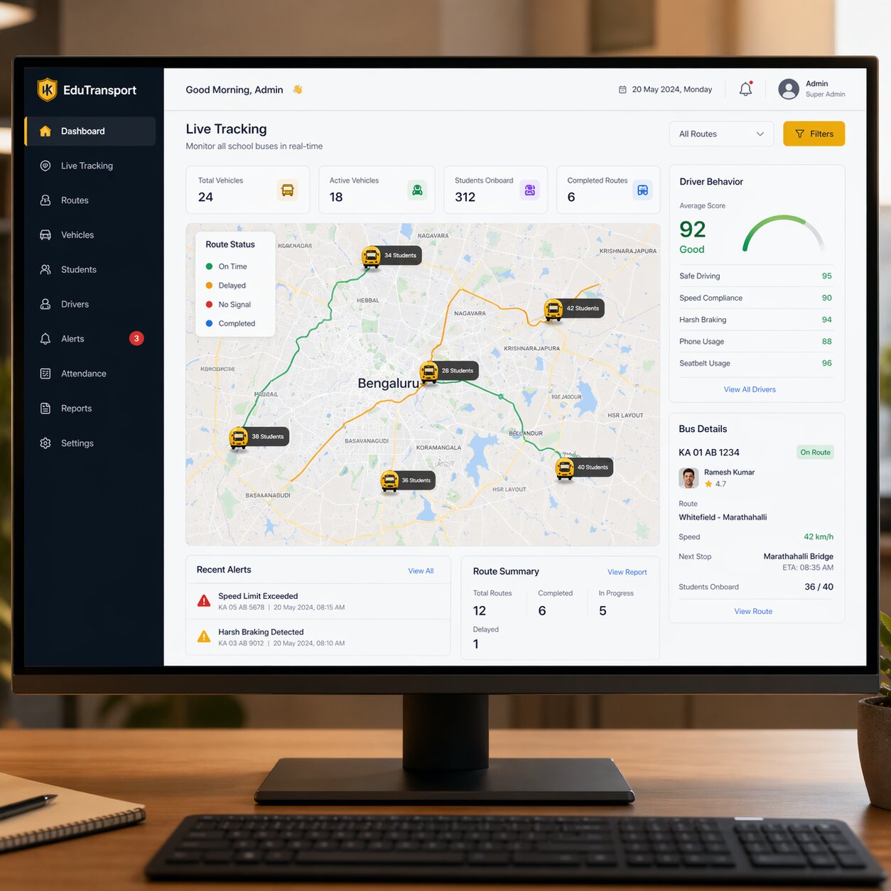 Navionyx School Transport Dashboard