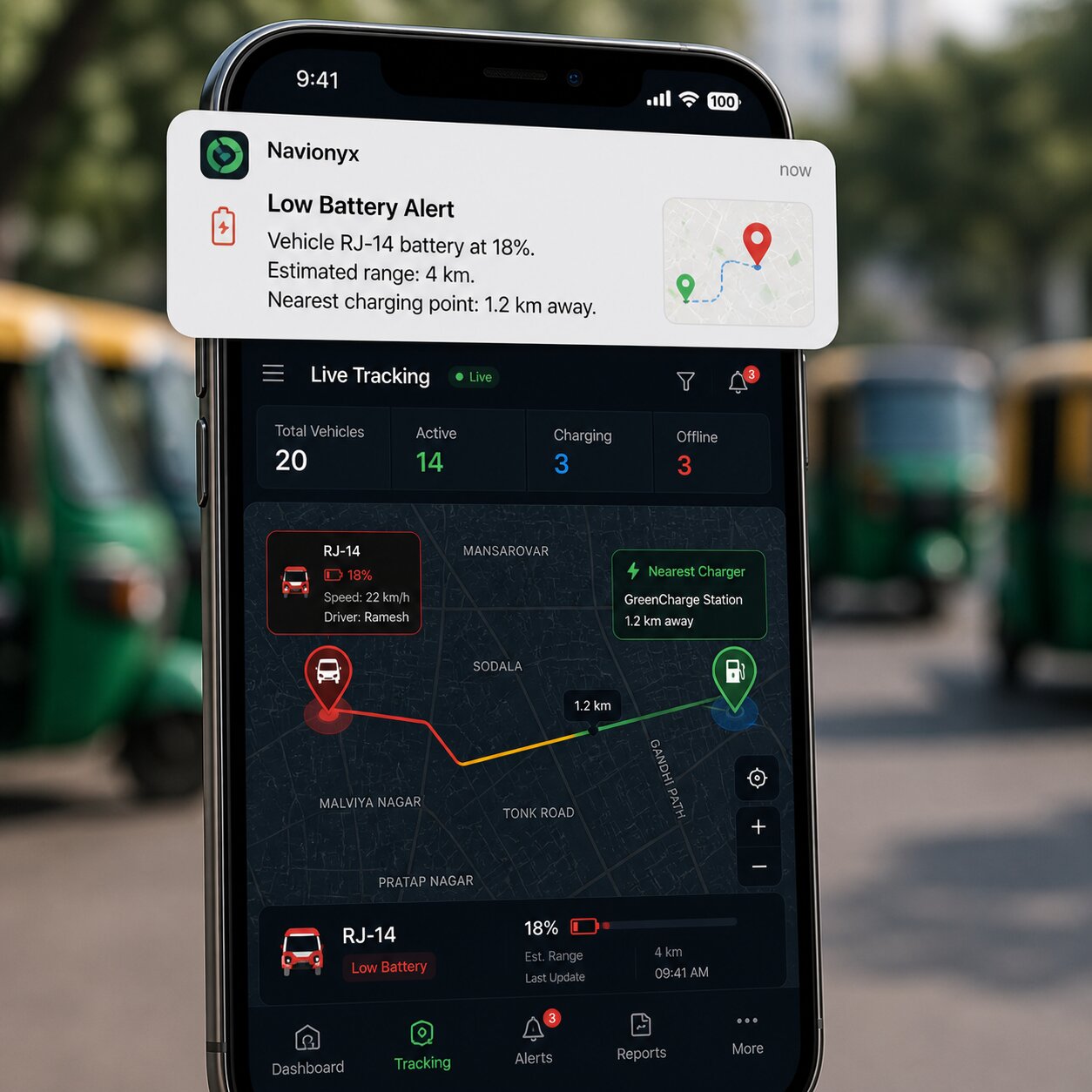 EV Low Battery Alert Notification