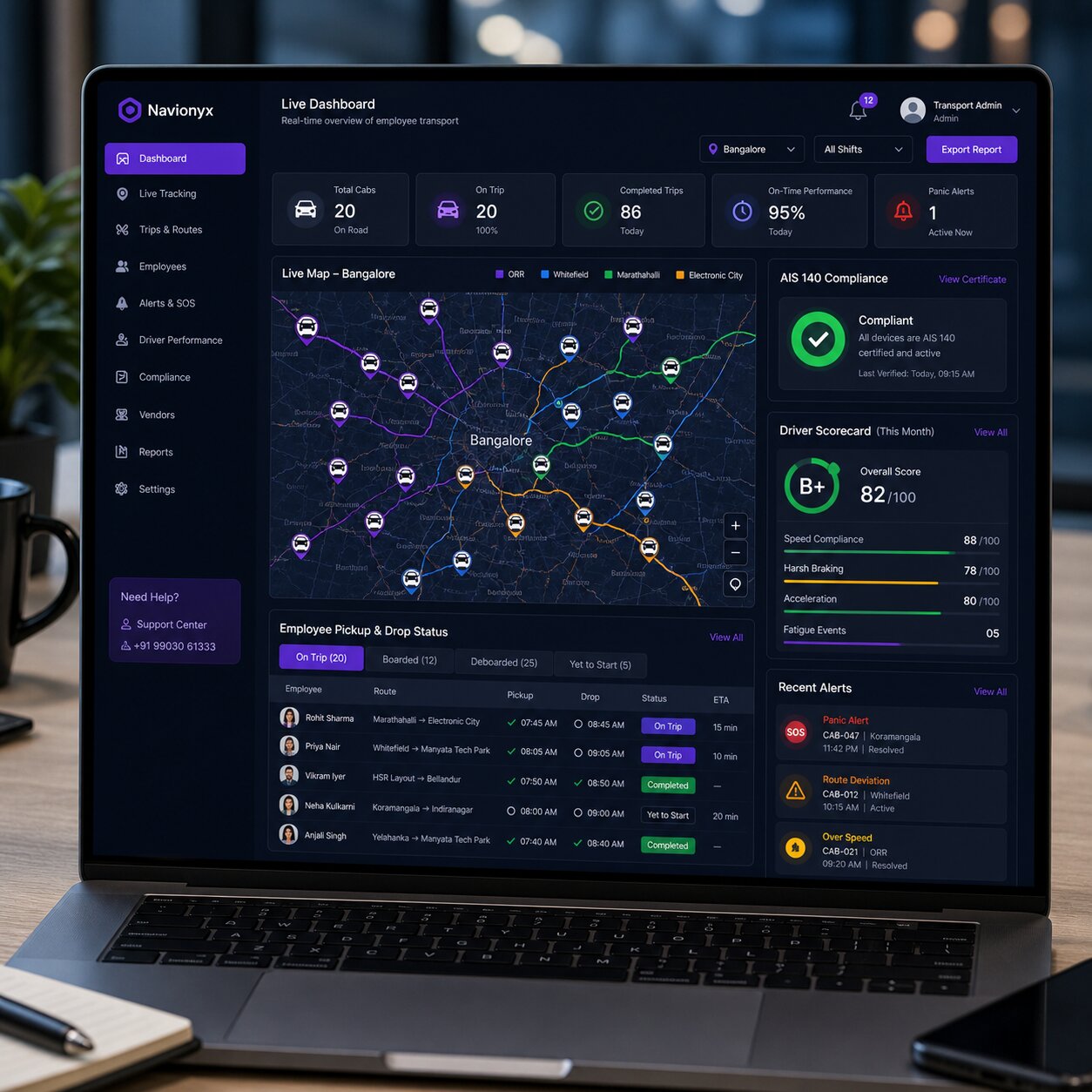 Corporate Transport Desktop Dashboard