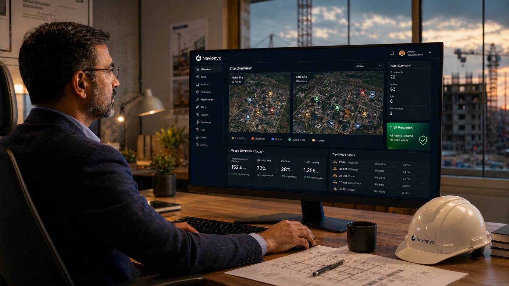 Construction Fleet Owner Observing Dashboard
