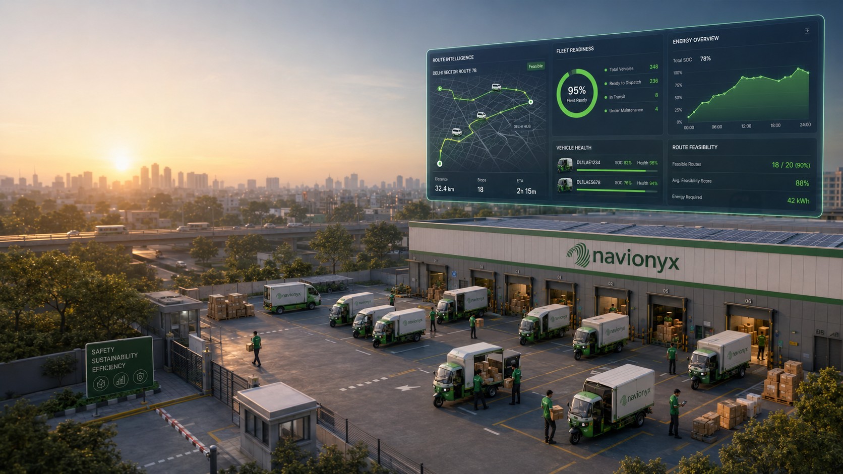 EV last mile delivery hub intelligence dashboard
