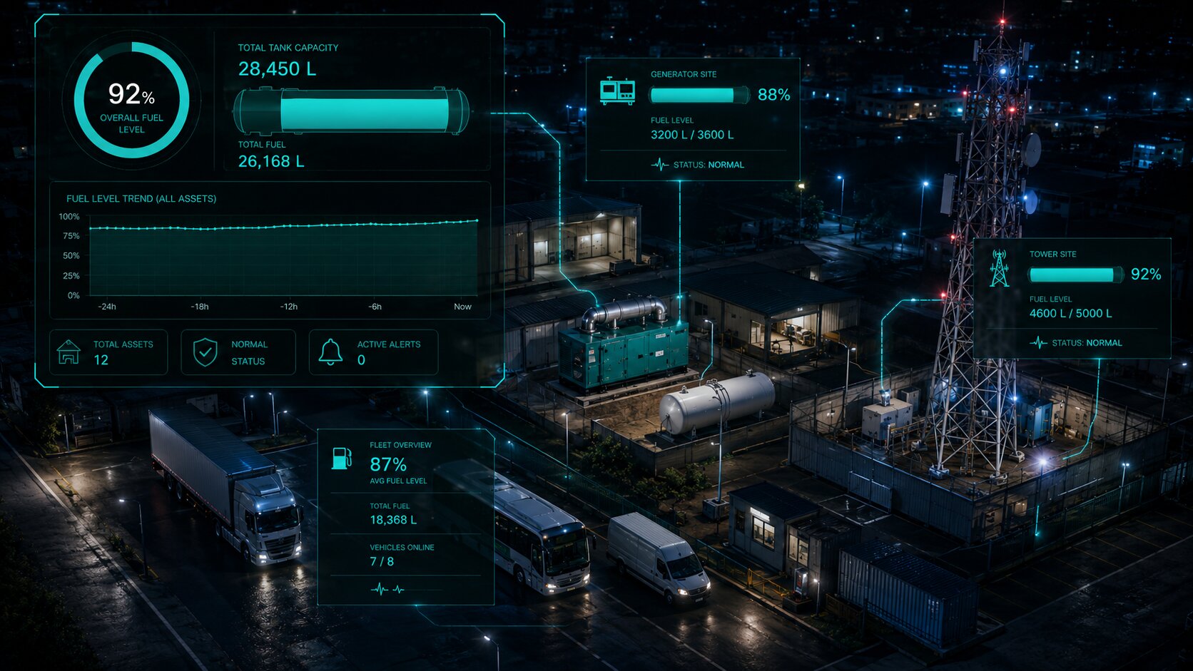 Fuel monitoring system for fleets, generators and tower sites — Navionyx diesel level monitoring
