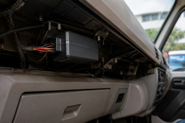AIS-140 GPS unit installed inside a commercial vehicle.