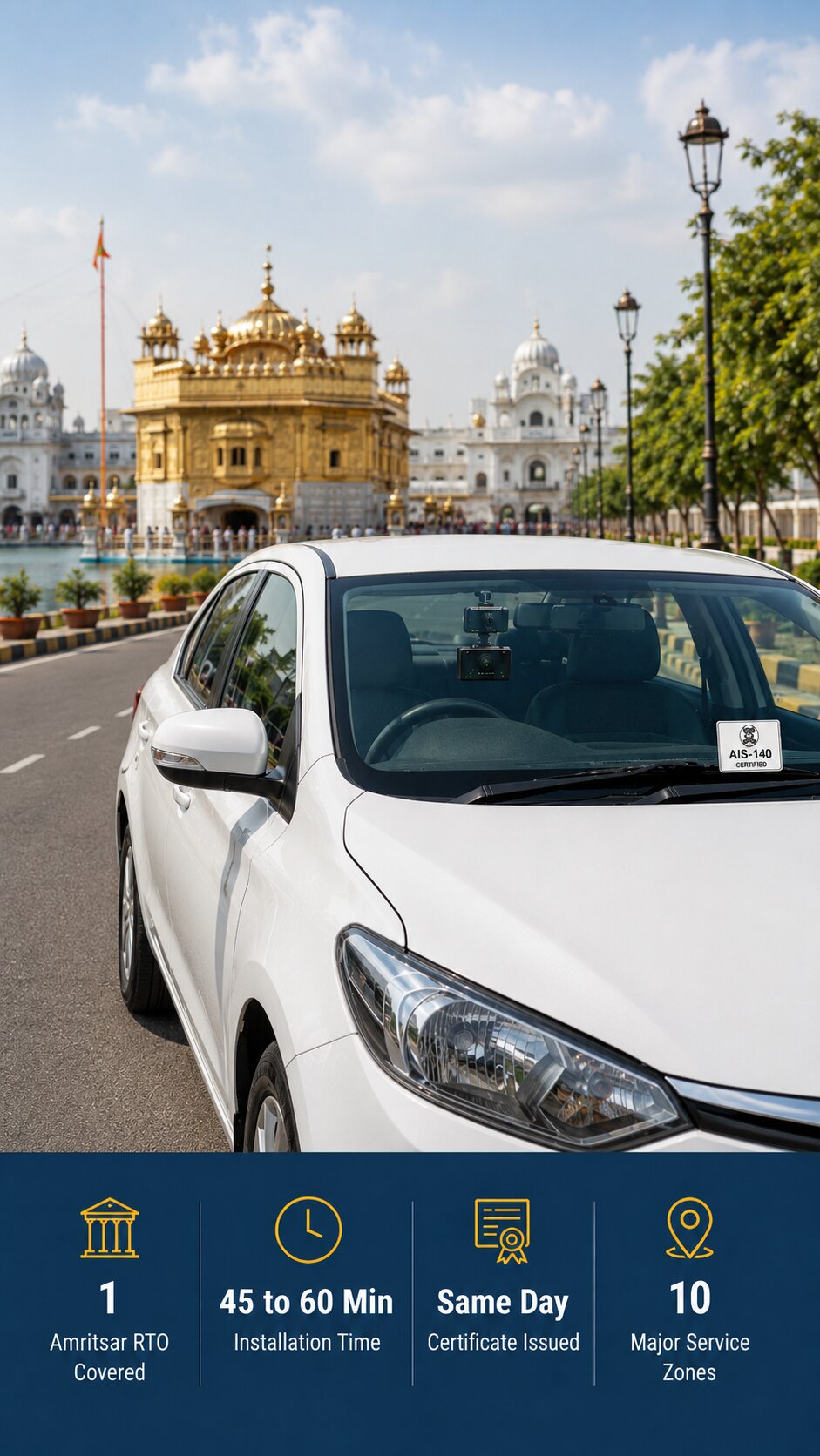 AIS-140 VLTD installation visual for Amritsar tourist taxis and commercial vehicles