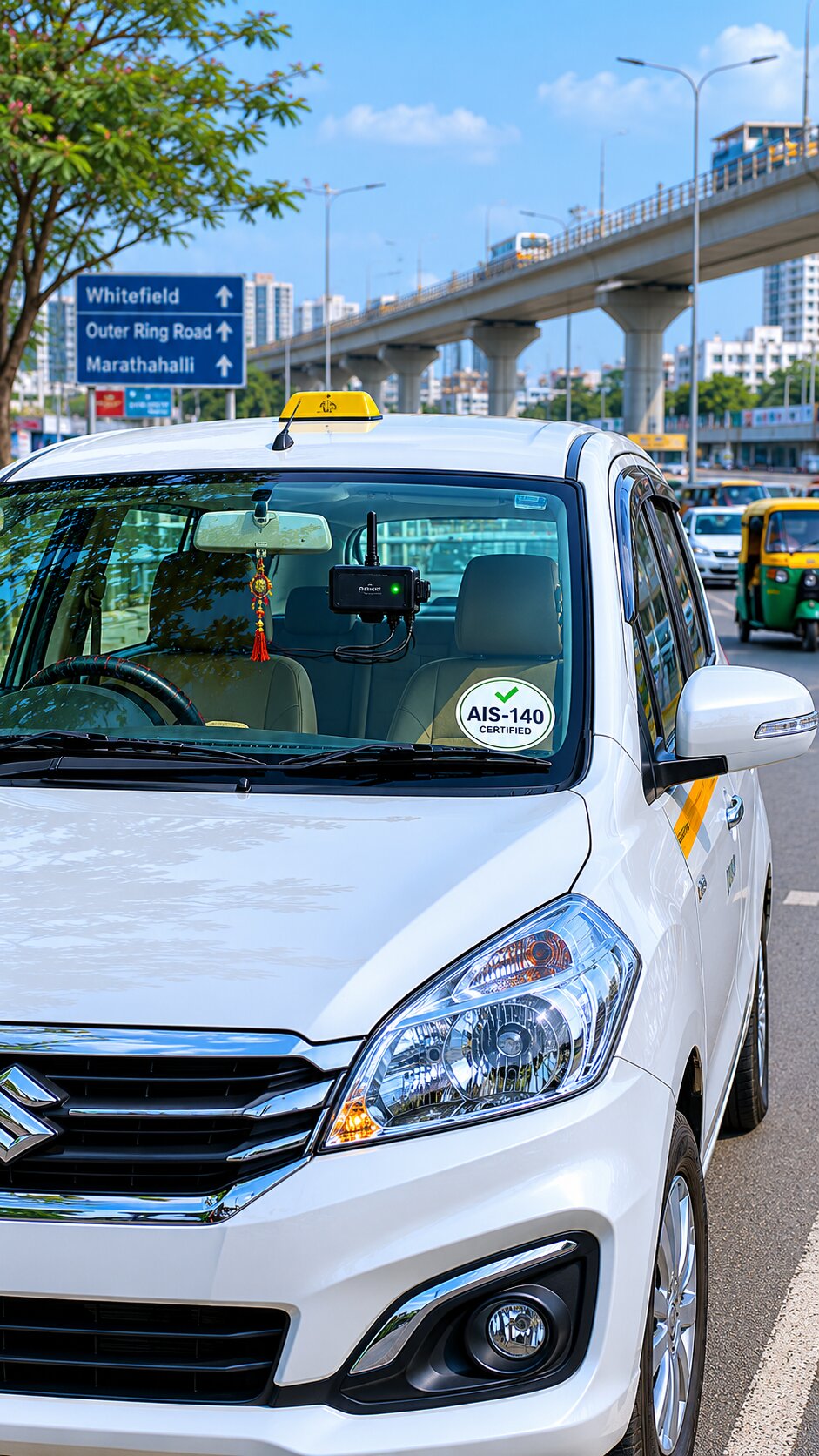AIS-140 VLTD installation visual for Bengaluru taxis and commercial vehicles
