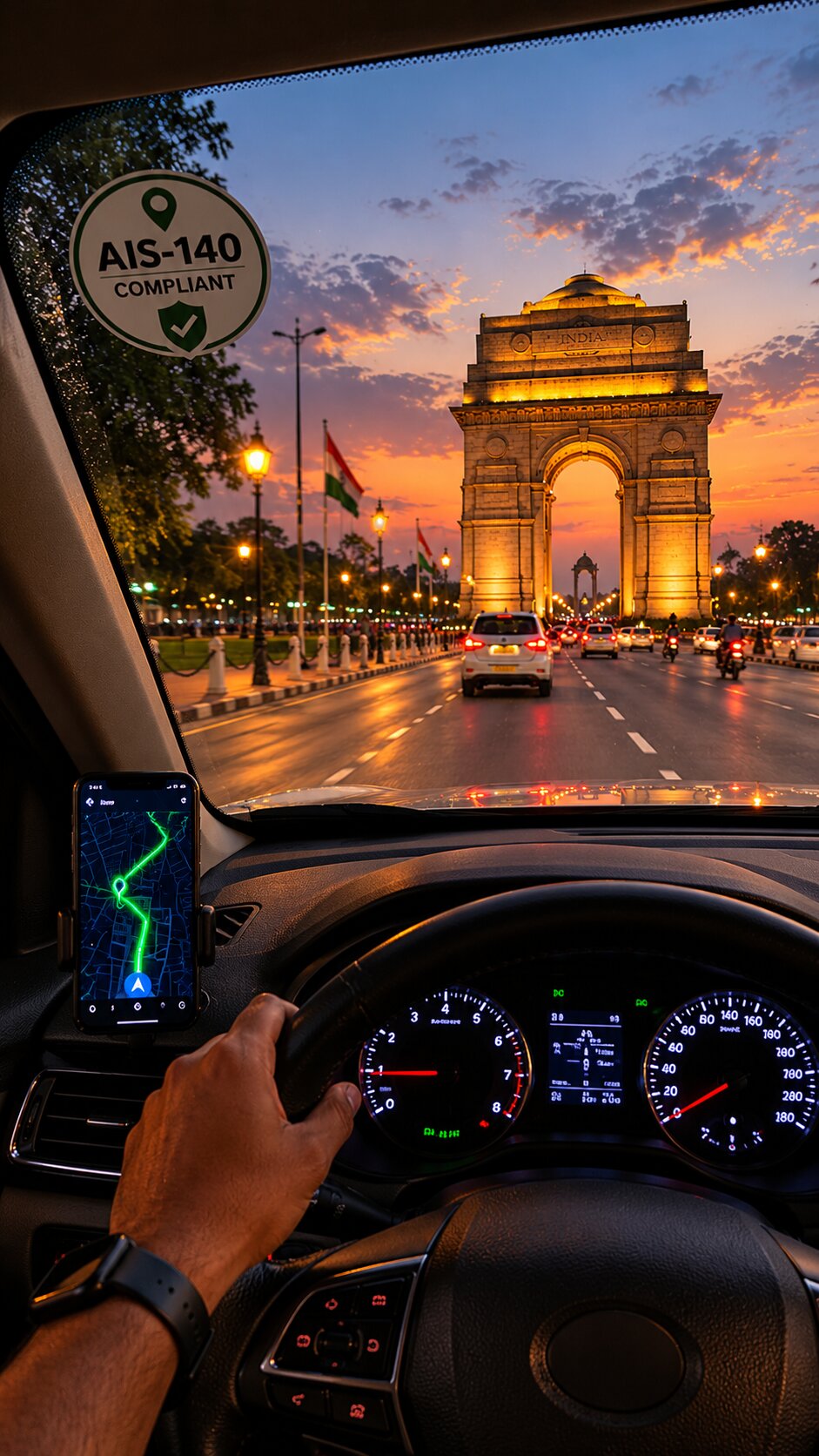 Delhi NCR commercial vehicle with AIS-140 ready GPS installation and live tracking visual