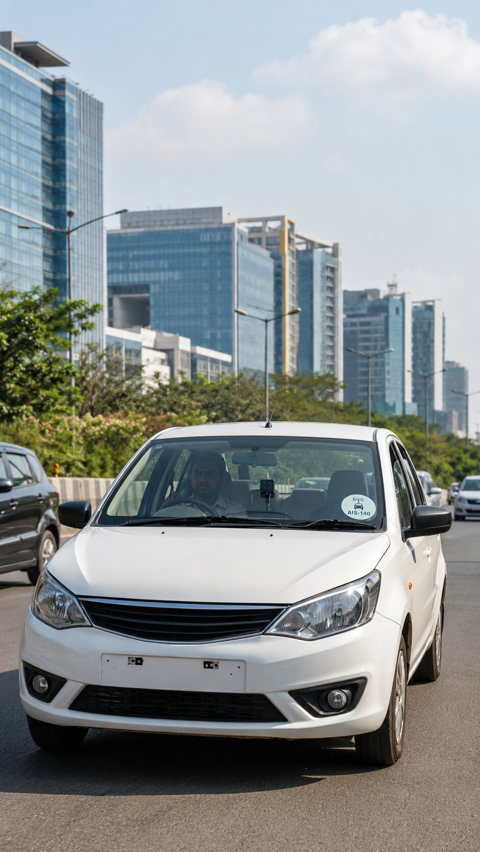 AIS-140 VLTD installation visual for Hyderabad cab operators — HITEC City and Gachibowli corridor