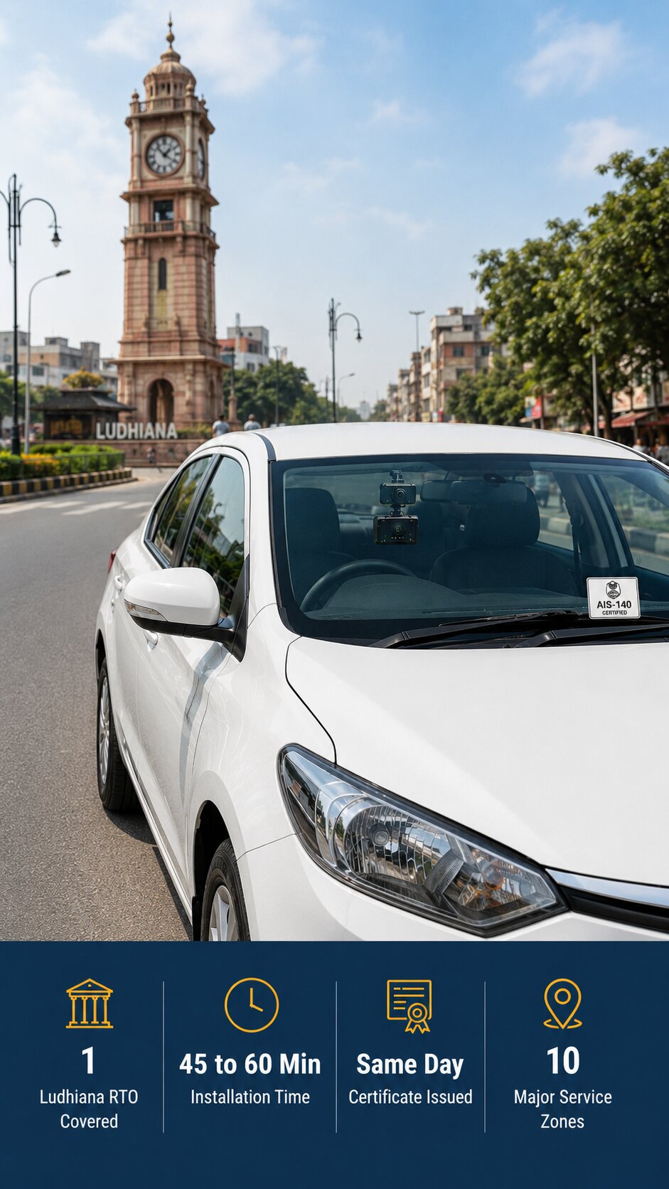 AIS-140 VLTD installation visual for Ludhiana taxis and commercial vehicles