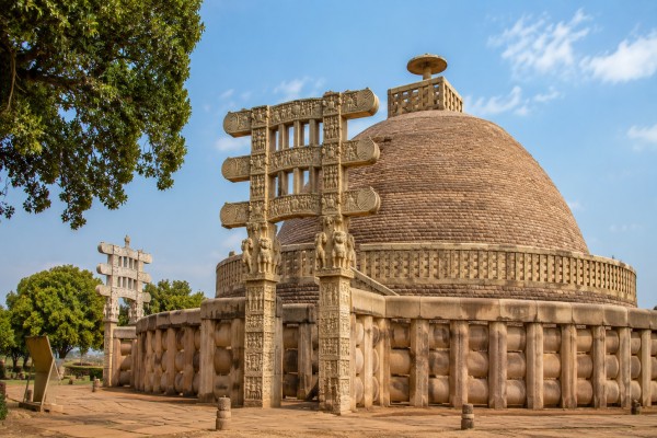 Madhya Pradesh VLTD installation coverage card highlighting Sanchi Stupa.