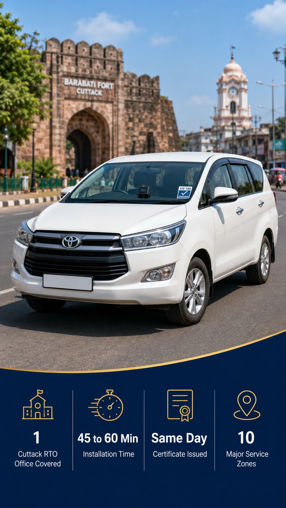 AIS-140 VLTD installation visual for Cuttack taxis and tourist cabs