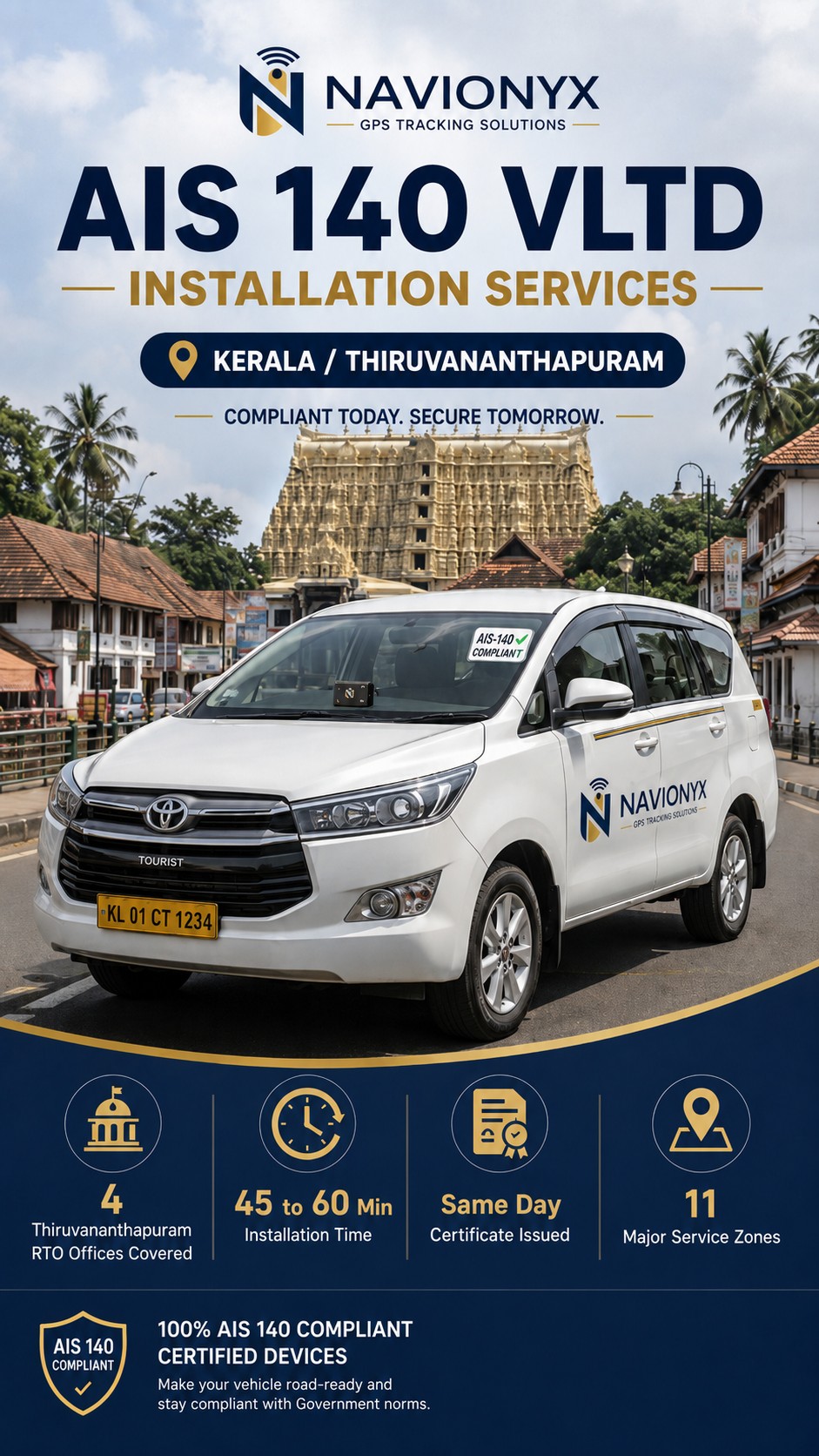 AIS 140 VLTD installation service vehicle in Thiruvananthapuram