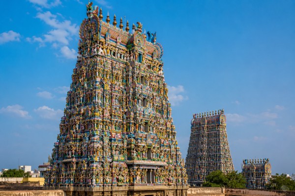 Tamil Nadu VLTD installation coverage card highlighting Meenakshi Temple.