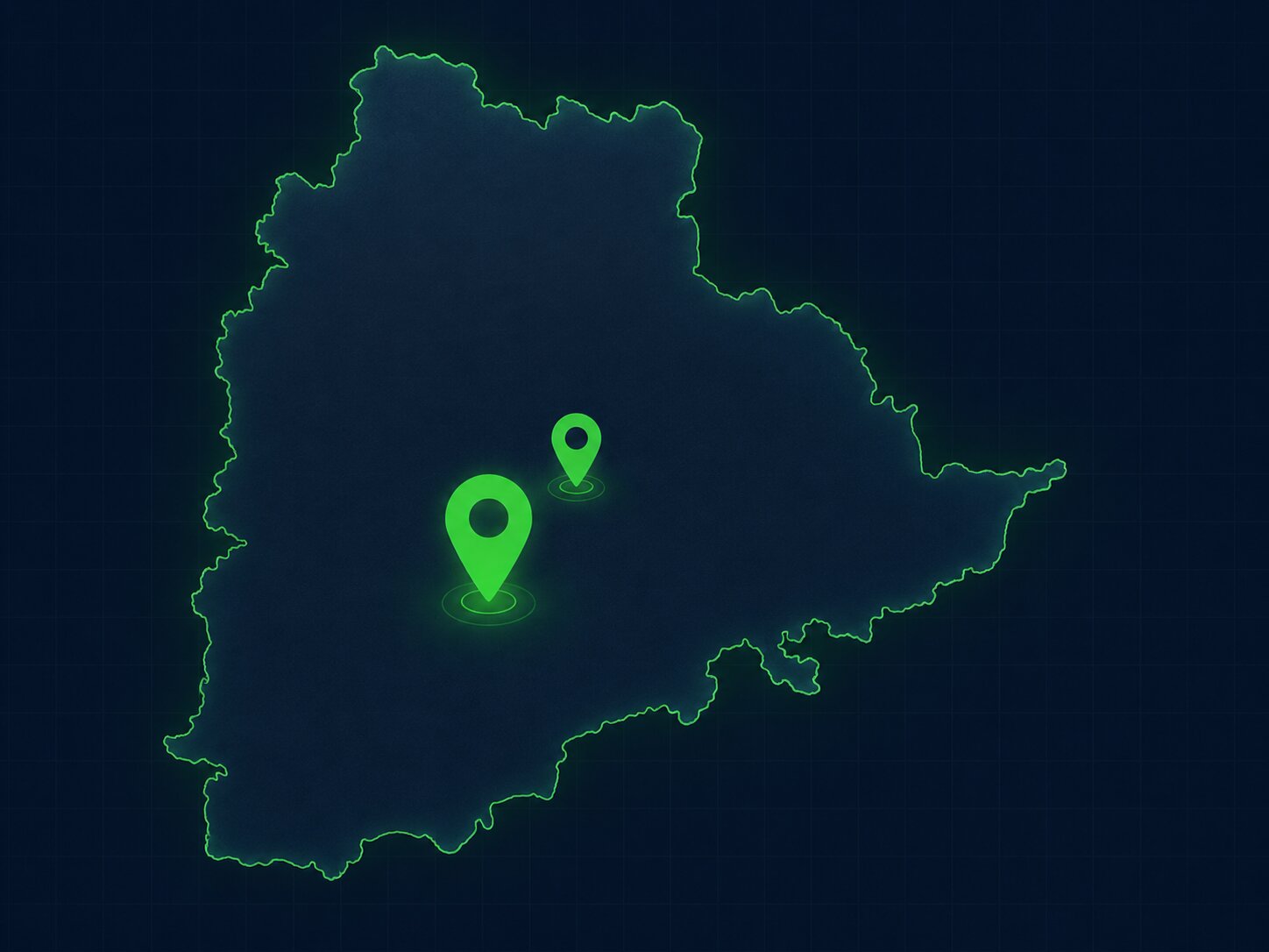 Telangana VLTD installation coverage visual highlighting Hyderabad and Secunderabad