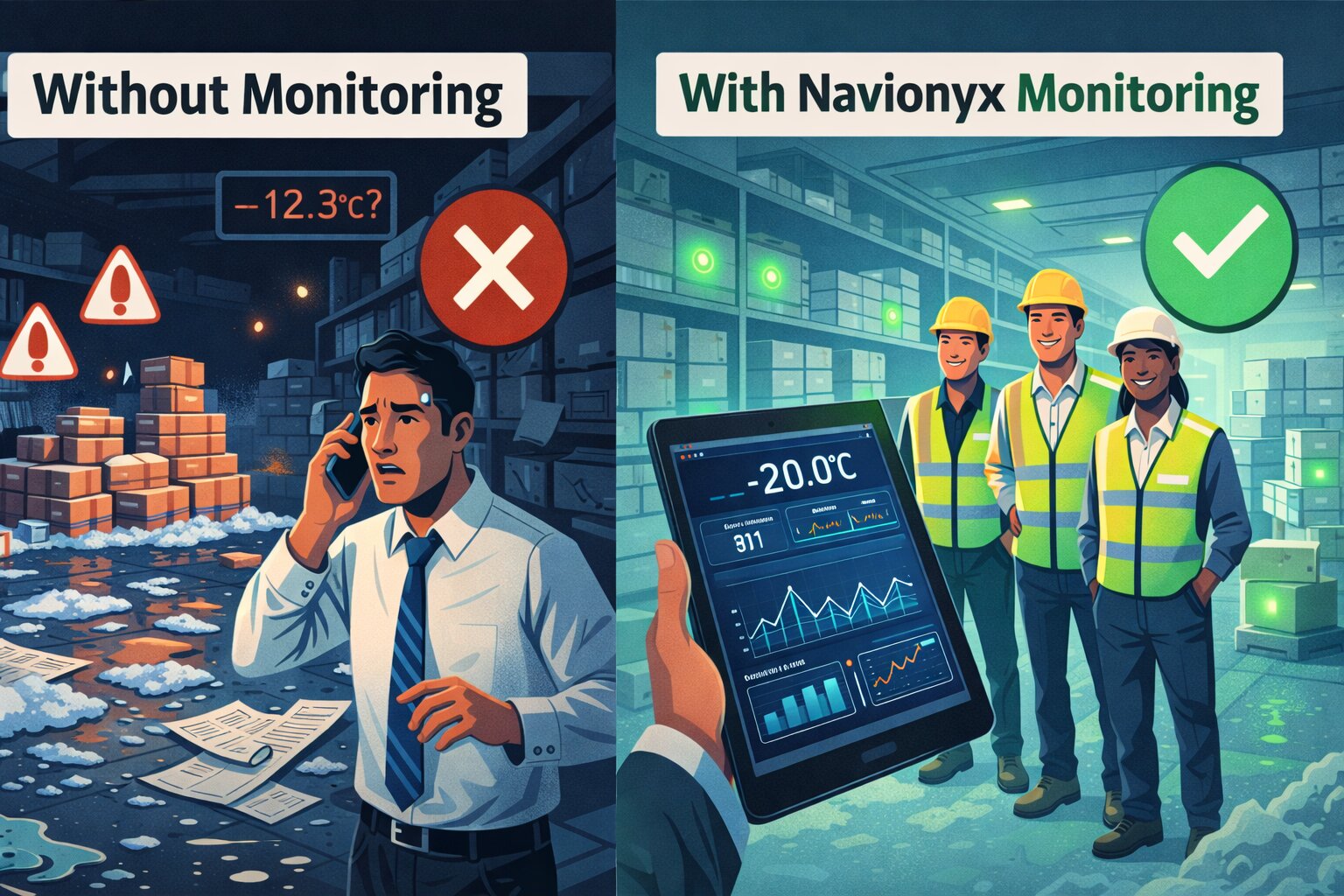 Navionyx cold chain monitoring software vs traditional manual logistics management