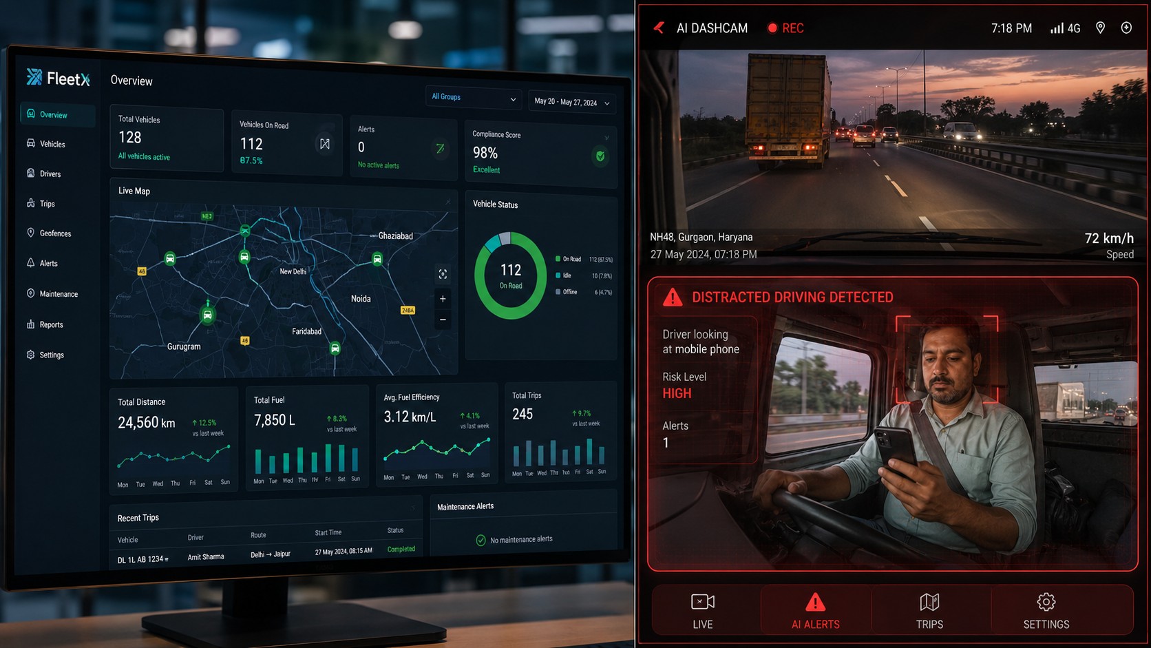 GPS Tracking and AI Dashcam Risk Detection