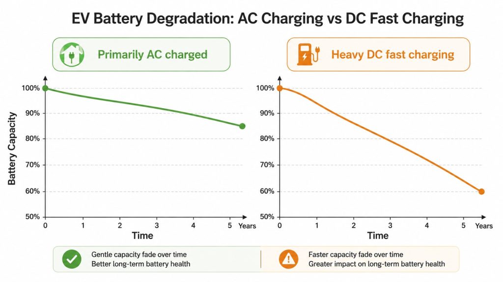 EV Battery Degradation AC vs DC Fast Charging