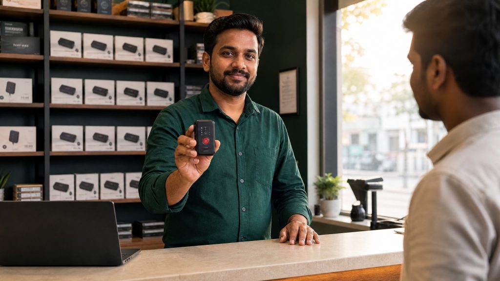 Indian GPS Tracker Dealer at Retail Counter