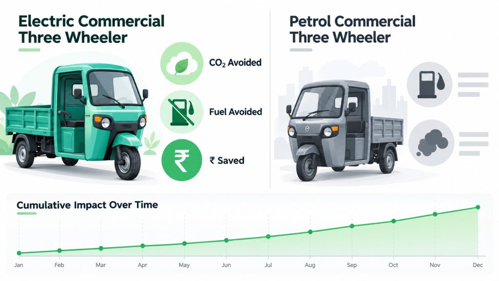Electric Versus Petrol Three Wheeler Fleet Impact