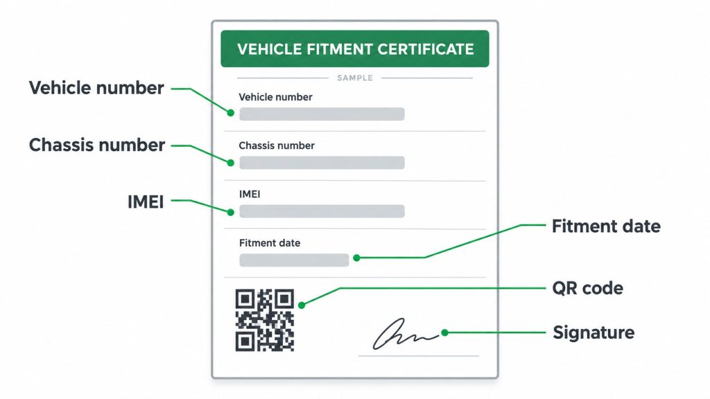 VLTD Fitment Certificate Fields Explained